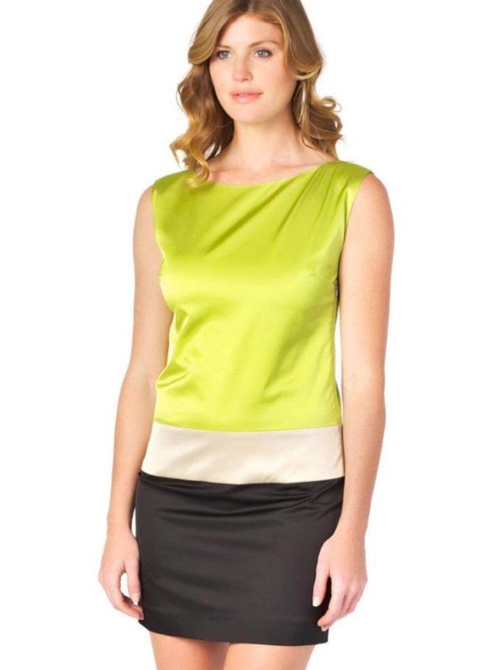 Love Moschino Striped Color Block Shift Dress Green Beige Black Tri-Colorblocked